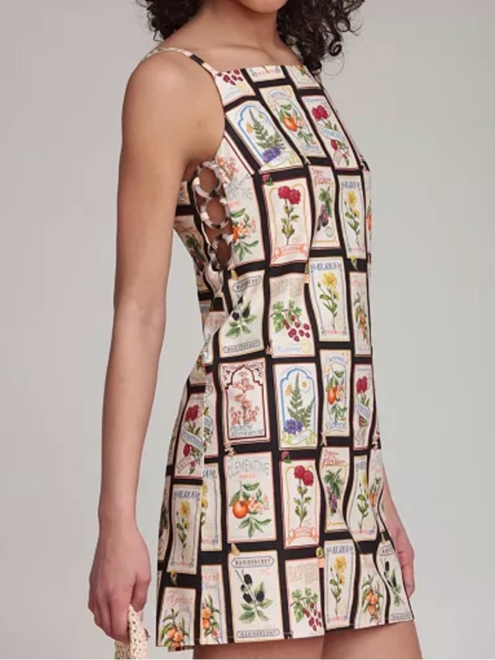 Avec Les Filles Botanical-Print Square-Neck Mini Dress in size 6 NWT - Picture 5 of 7